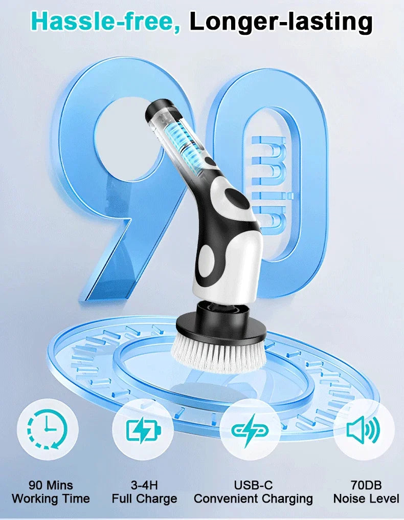 Cordless Bathroom Scrubber with Adjustable Extension Handle