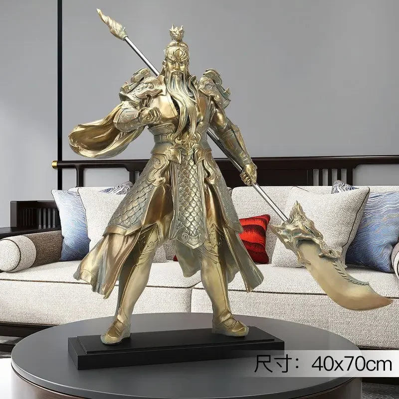 Handcrafted Guan Yu Ornament 70cm Chinese Style Sculpture for Living Room, Store, or Hotel