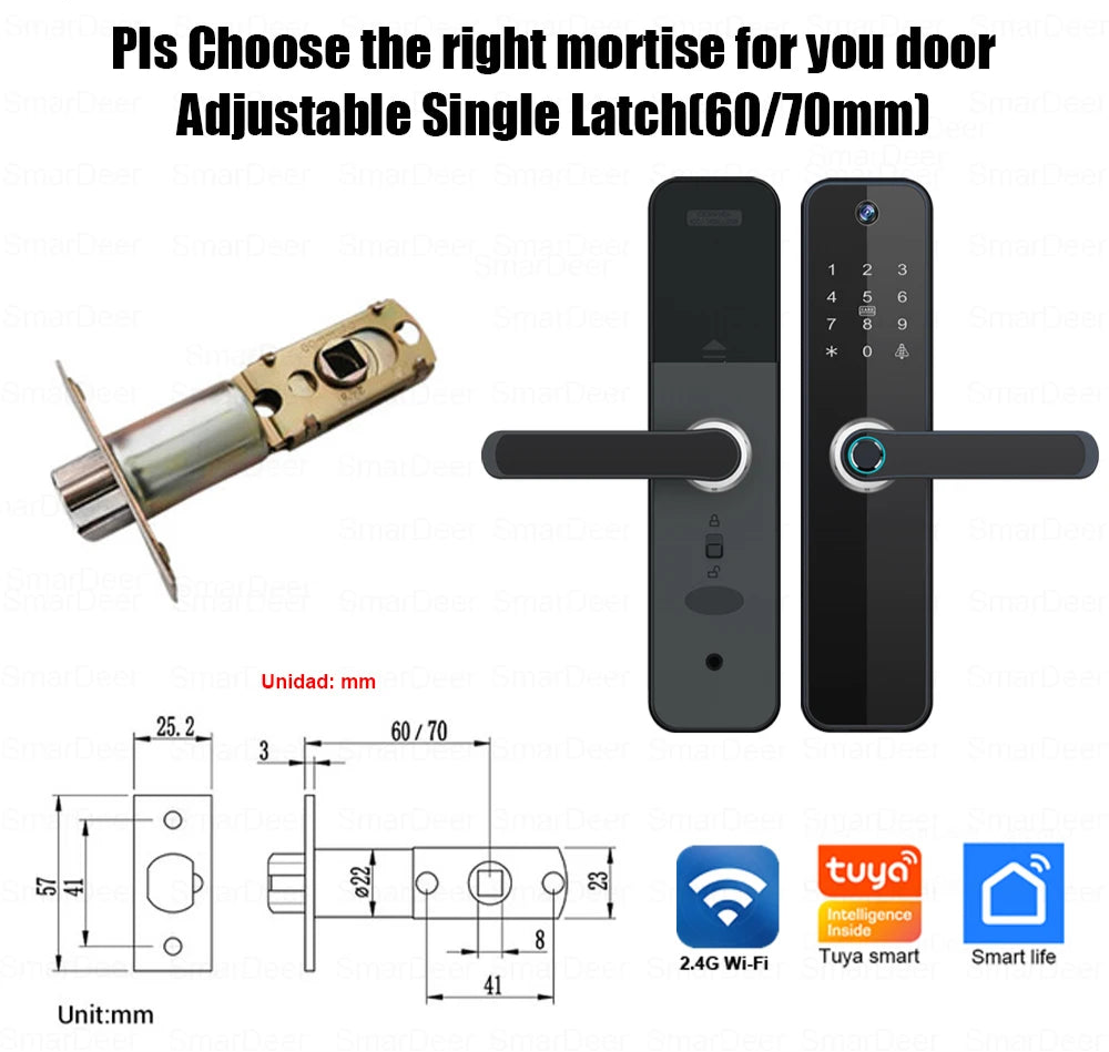 Smart Electronic Door Lock with Fingerprint, PIN, Card, App & Camera