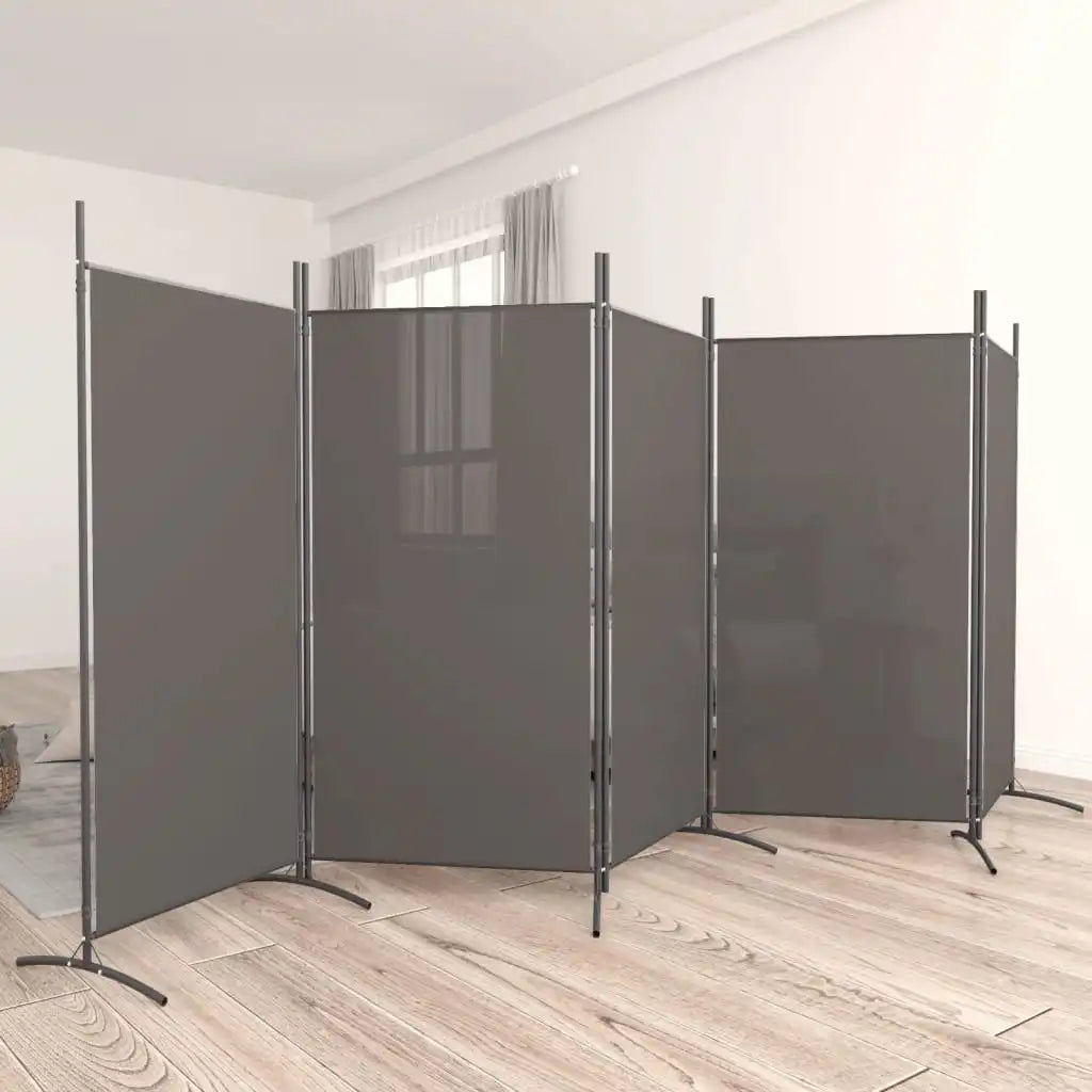 Portable 5-Panel Fabric Room Divider – Foldable Privacy Screen 433x180cm Anthracite