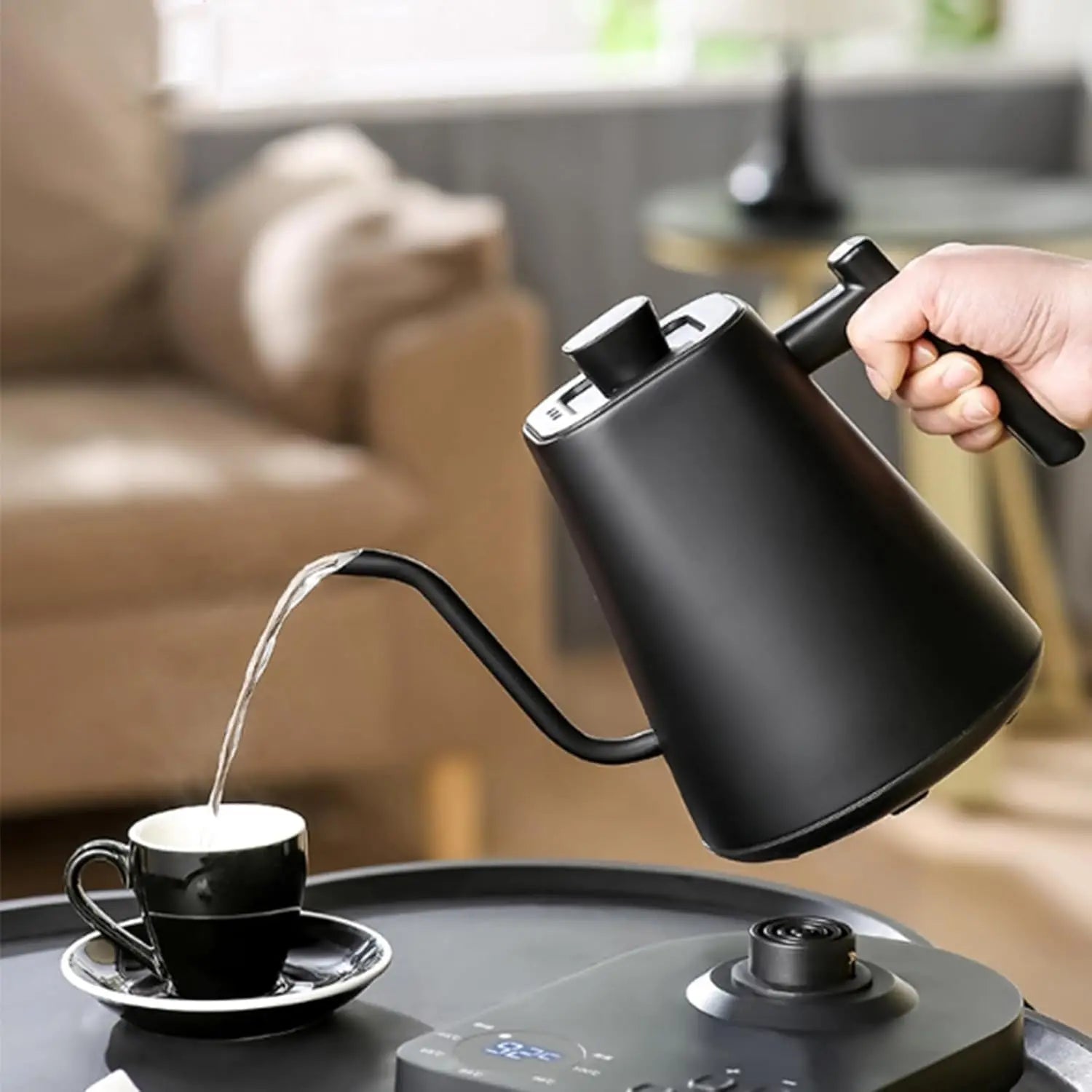 1L Electric Gooseneck Kettle with Precise Temperature Control & Brew Timer