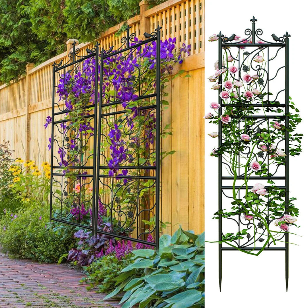 Tall Outdoor Garden Trellis Fence for Climbing Plants – Set of 6 Panels