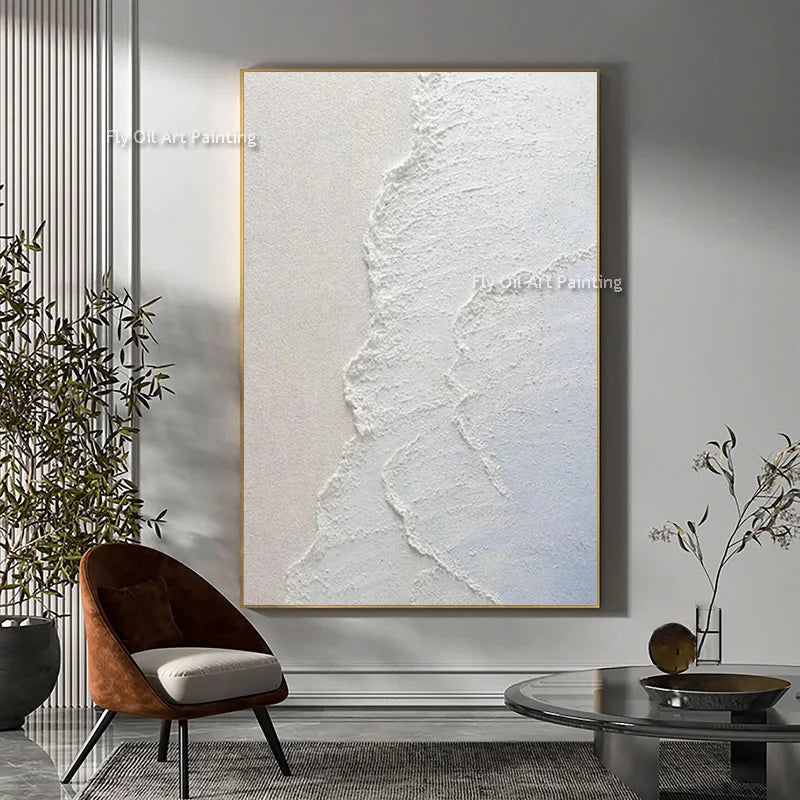 100x150cm Handmade Black & White Textured Canvas Art