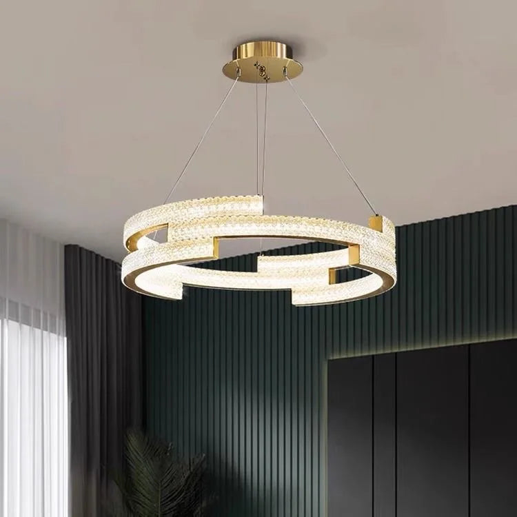 100cm Dimmable Gold Crystal Pendant Light with Remote