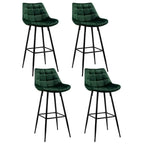 Set of 4 Modern Velvet Kitchen Counter Stools with Backrest & Footrest – Green