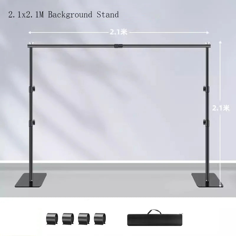 2.1x2.1m Adjustable Photography Backdrop Stand with Clips