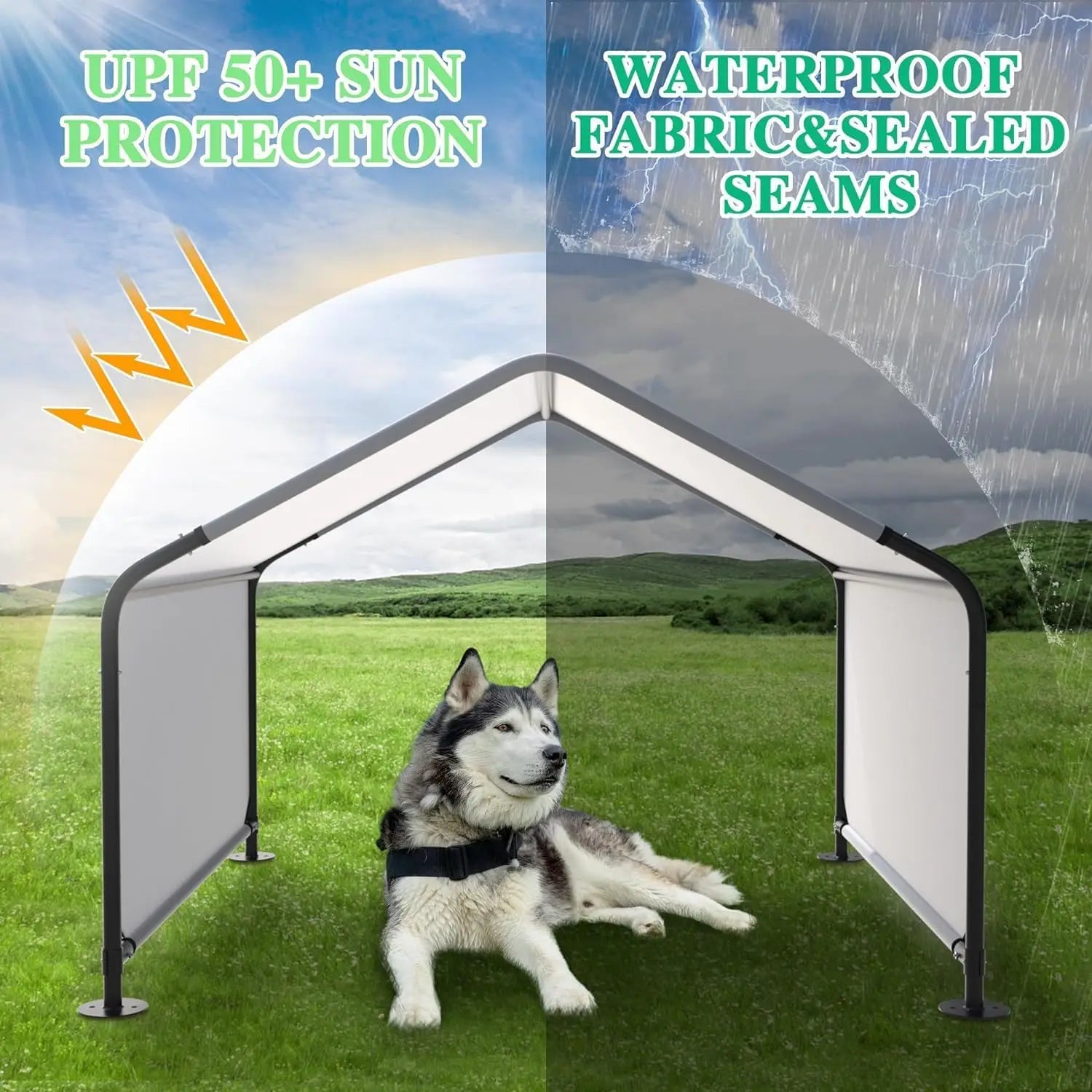 Foldable Outdoor Dog Tent – Waterproof Oxford Fabric, Black-L