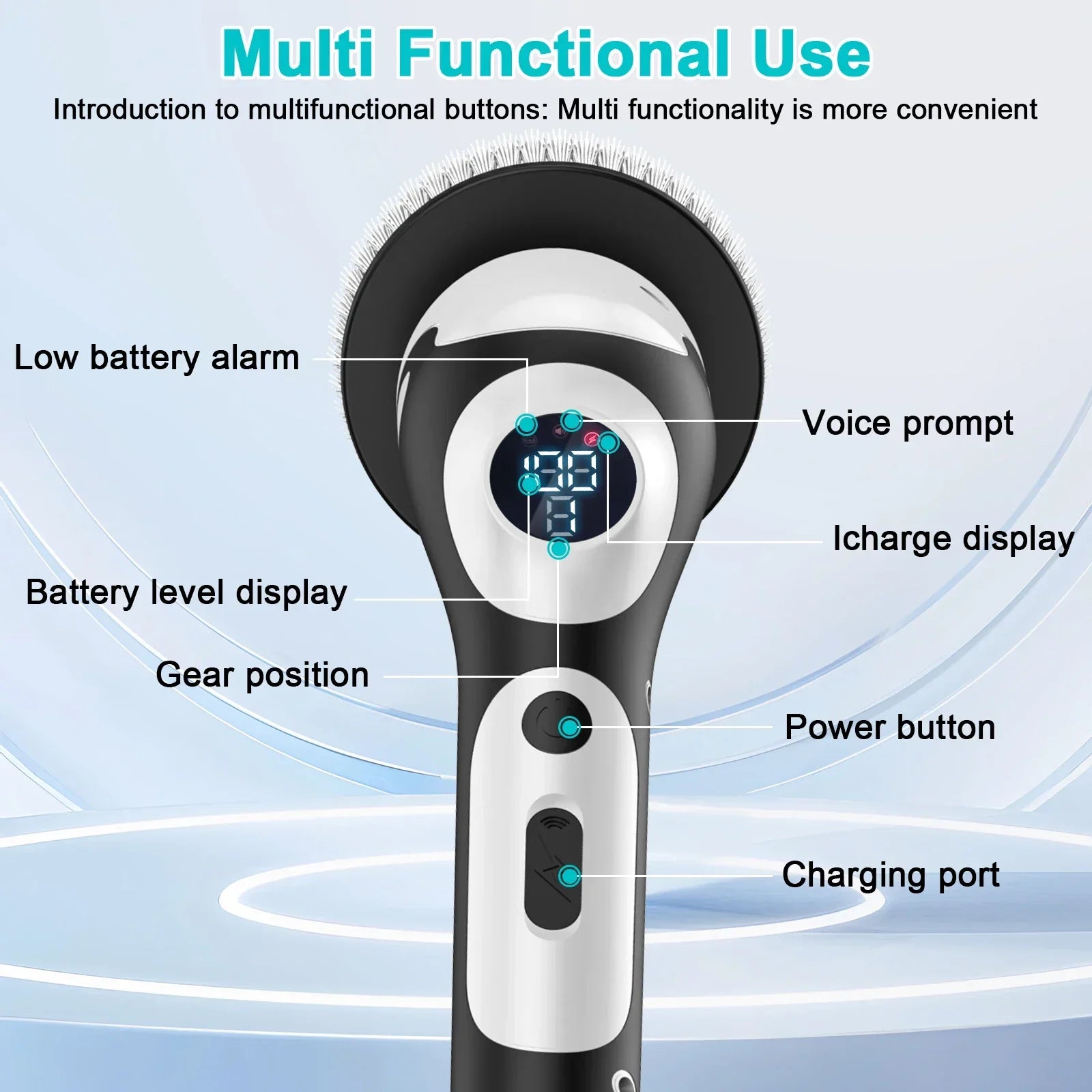 Cordless Bathroom Scrubber with Adjustable Extension Handle