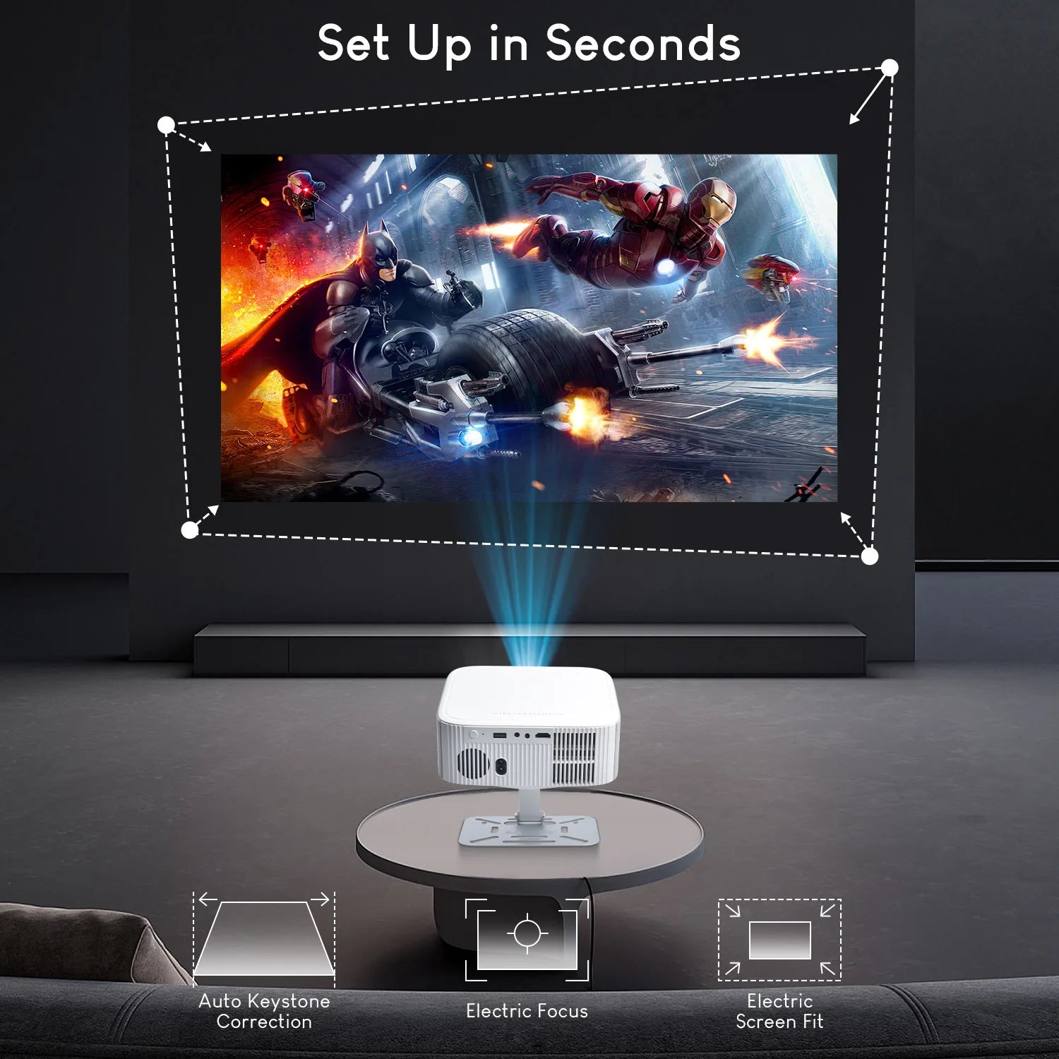 1080P Android 13 Projector with 300" Display & Netflix