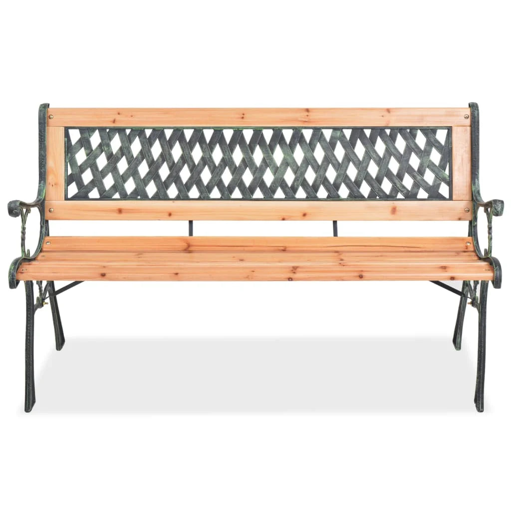 Outdoor Garden Bench 122cm – Wooden Seat with Decorative Iron Frame