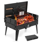 1 Set Portable Folding Charcoal BBQ Grill with Accessories