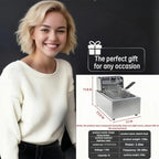 11L Electric Deep Fryer with Basket, Adjustable Temperature & Timer for Home and Commercial Use