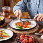 18-Piece Ceramic Dinnerware Set Black & White Plates and Bowls for 6 People