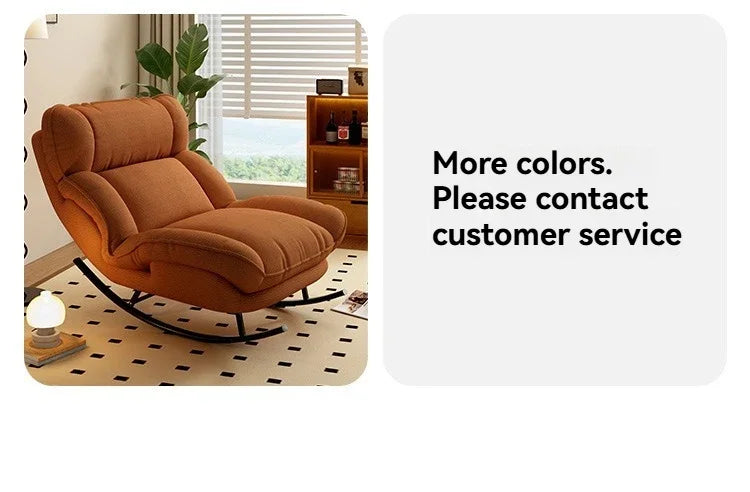 Modern Rocking Lounge Chair Portable Reclining Leisure Seat for Living Room & Balcony (Caramel)