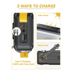 10000mAh Solar Hand Crank Emergency Radio with Flashlight & SOS