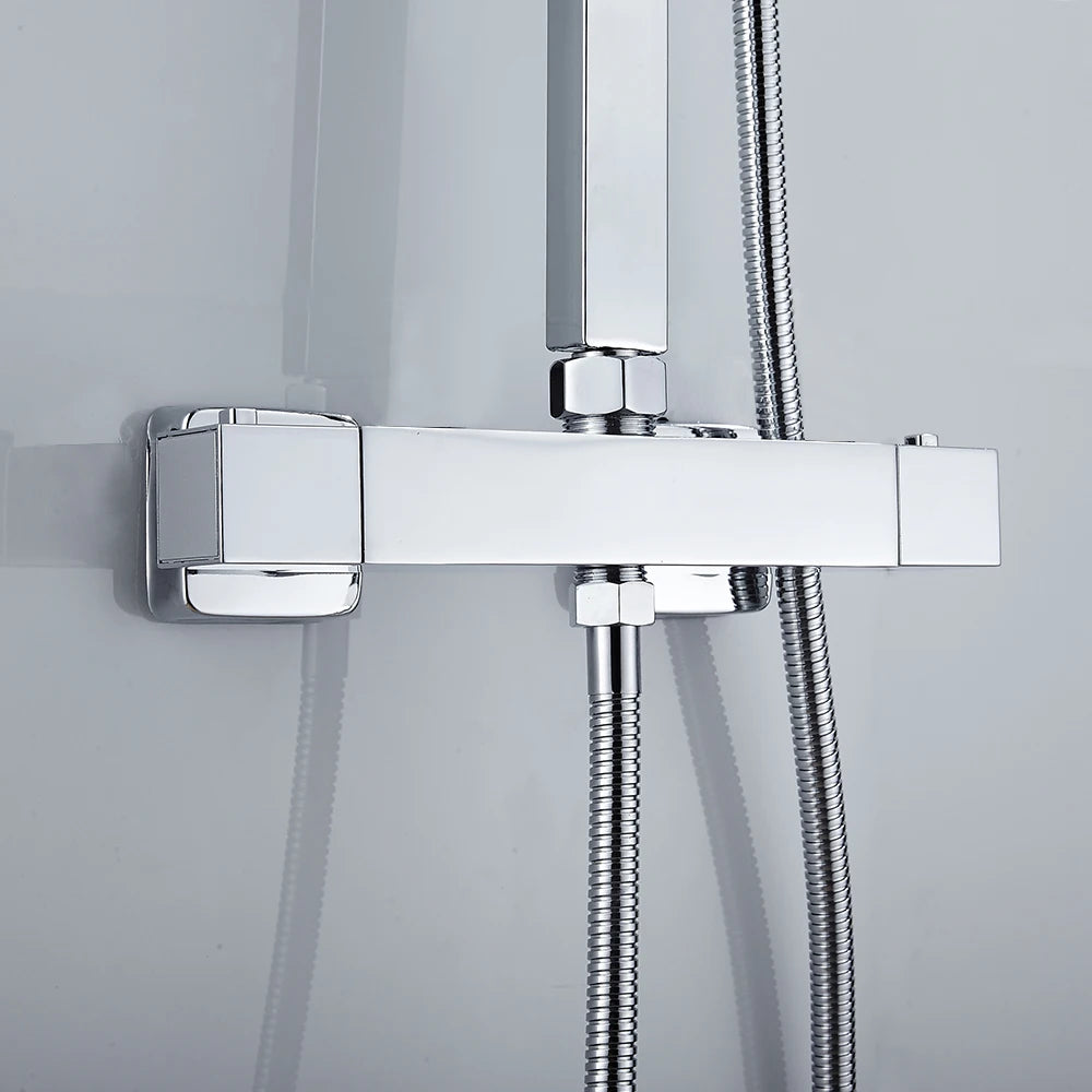Bathroom Thermostatic Mixer Valve for Shower and Bathtub Chrome Finish