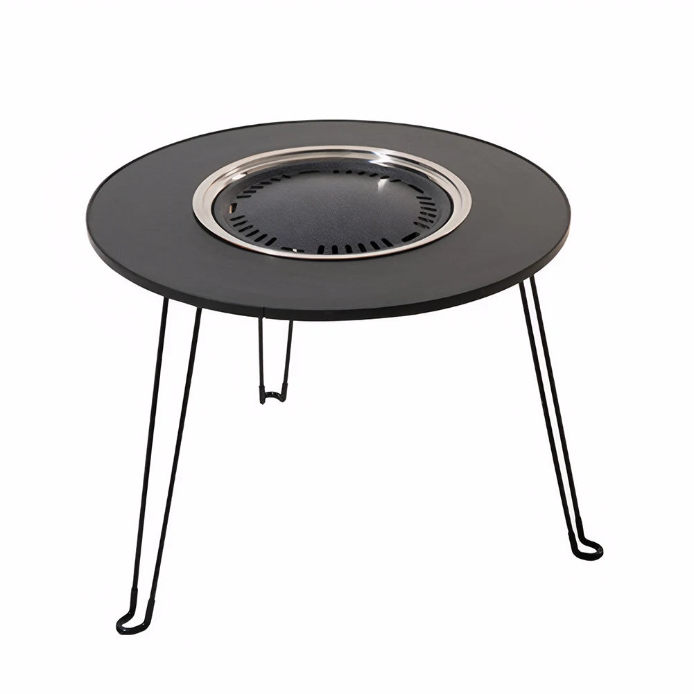 Black Foldable Fire Basin Table for Outdoor Use