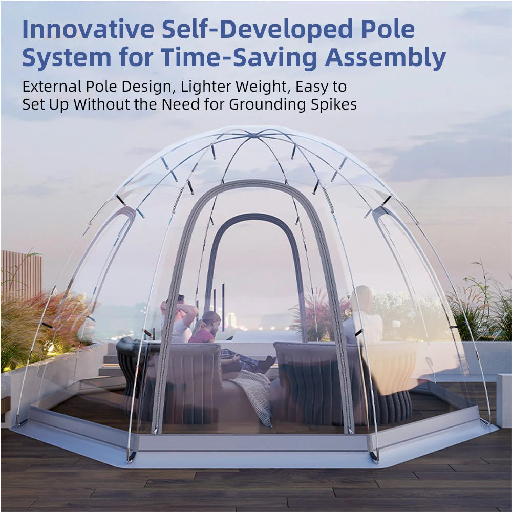Portable 8-10 Person Dome Tent Clear Bubble Gazebo for Outdoor Events, Garden & Patio Use