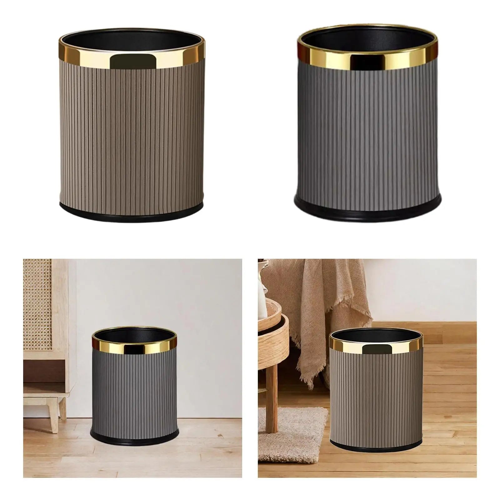 Modern Metal Trash Can – Lightweight, Open Top Waste Bin for Home & Office Gray