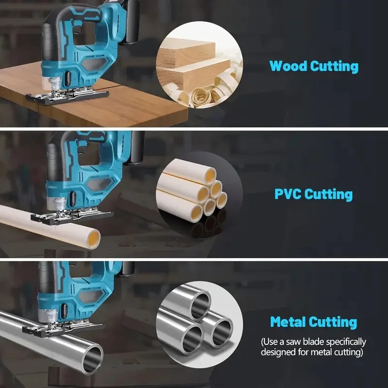 18V Cordless Curved Jigsaw – 3000RPM, Adjustable Bevel Cutting, Compatible with Makita Batteries