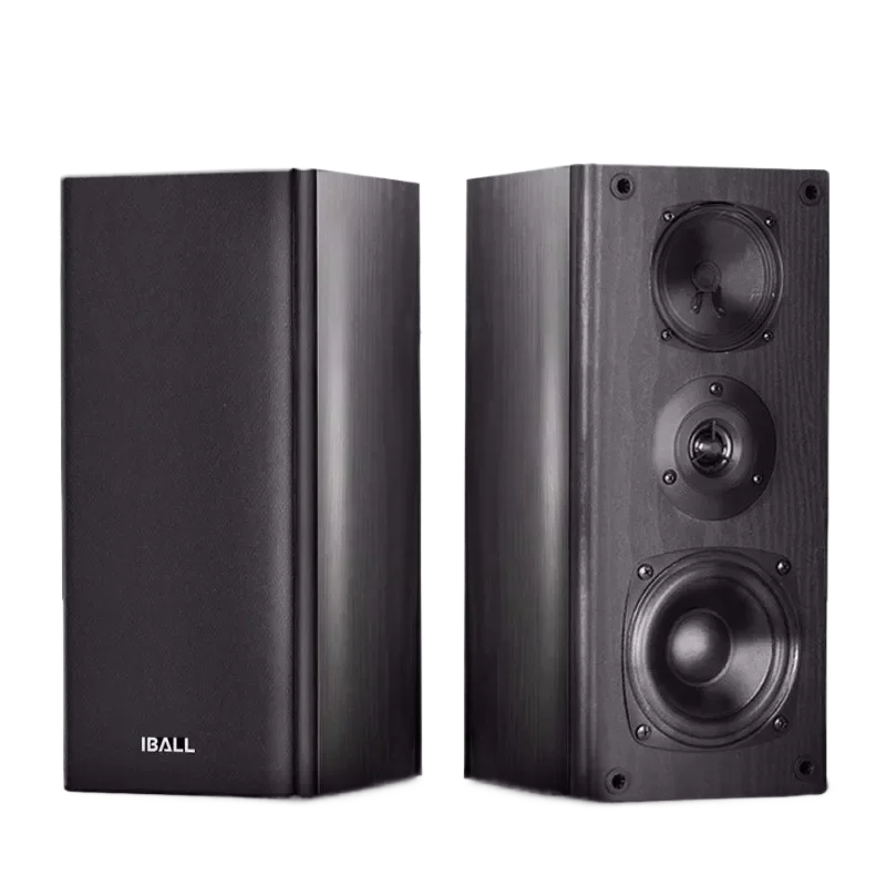 Portable 2.0 Stereo Speakers Wooden Cabinet, HiFi Surround, 60W Output for Home Audio