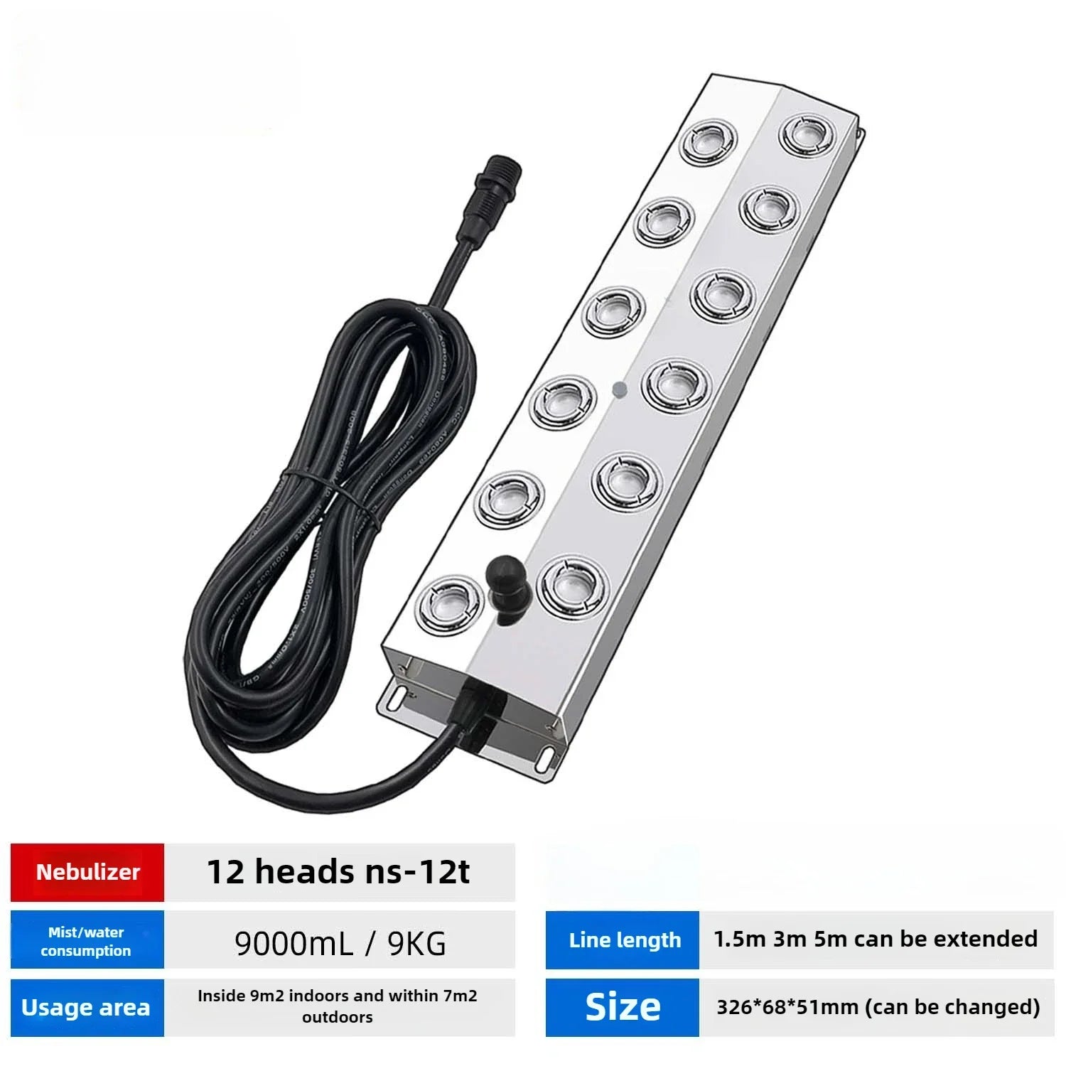 12 Head Ultrasonic Mist Maker with 400W Waterproof Power Supply