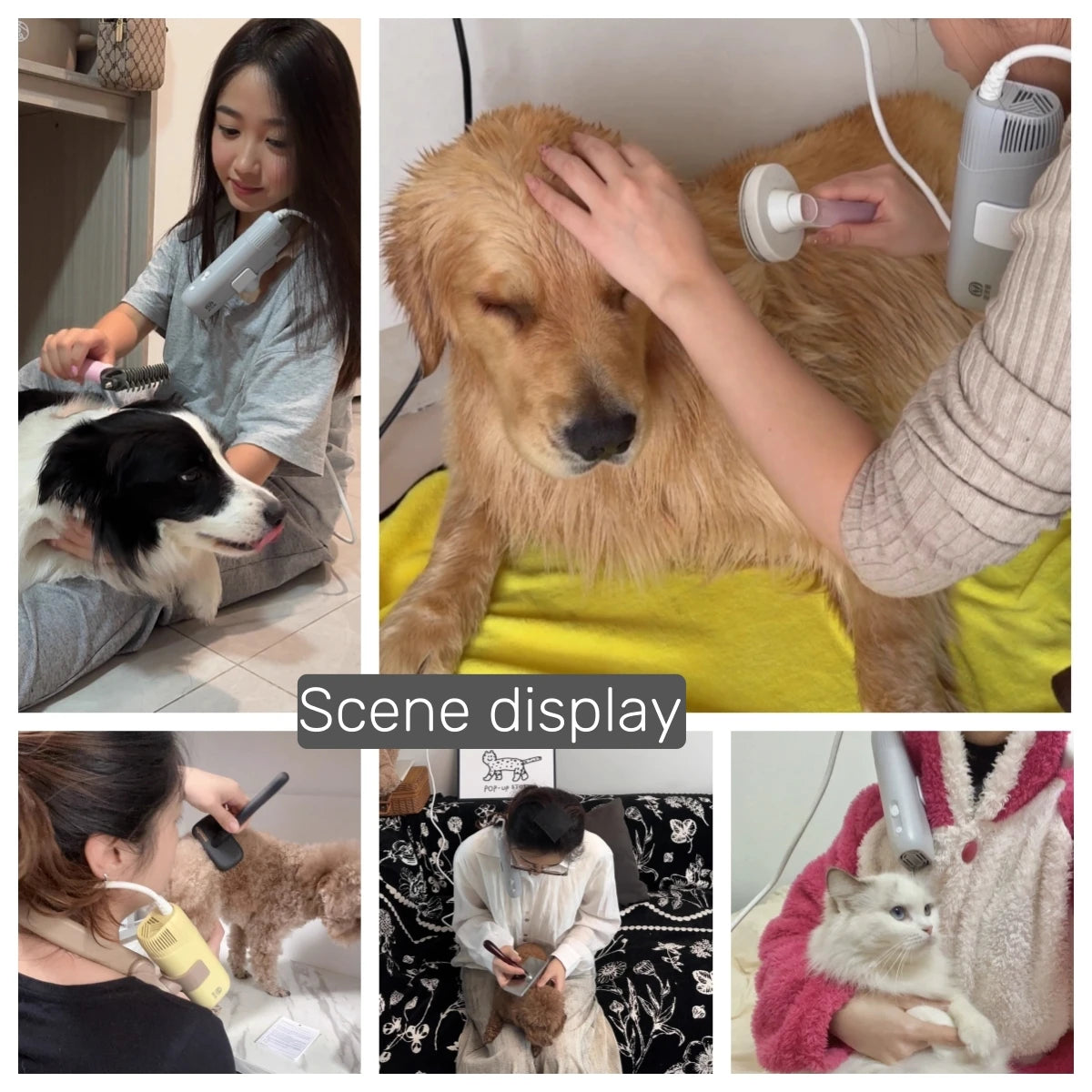 2-in-1 Pet Hair Dryer with Negative Ions for Handheld & Neck Hanging Grooming
