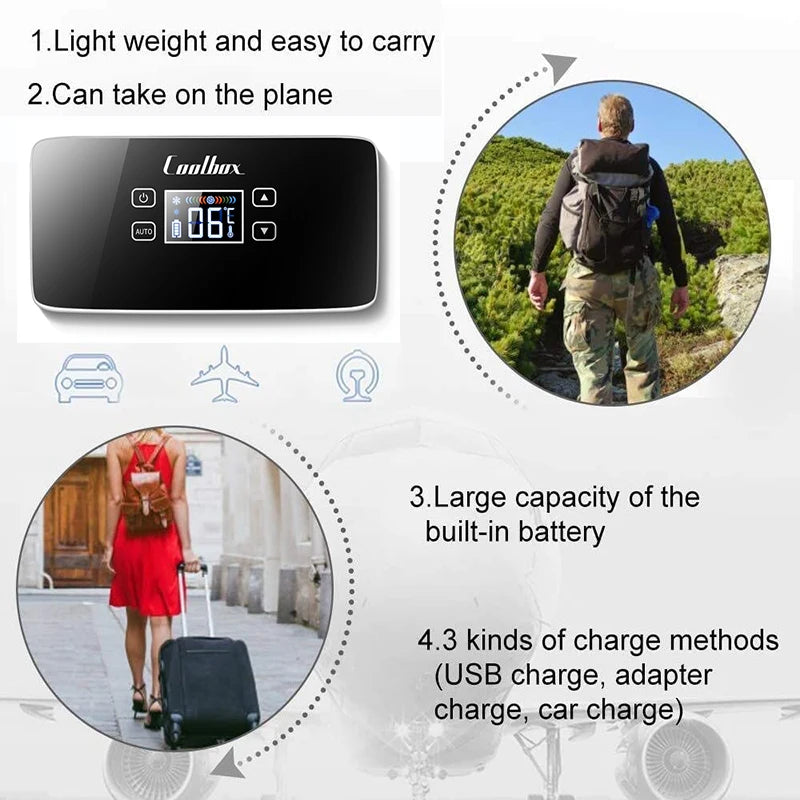 White 13600mAh USB-Powered Mini Medical Fridge Quiet Portable Cooler for Insulin & Pills