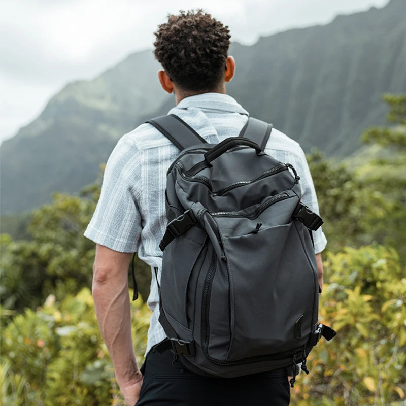 Black Expandable Travel Backpack with Laptop and USB Port
