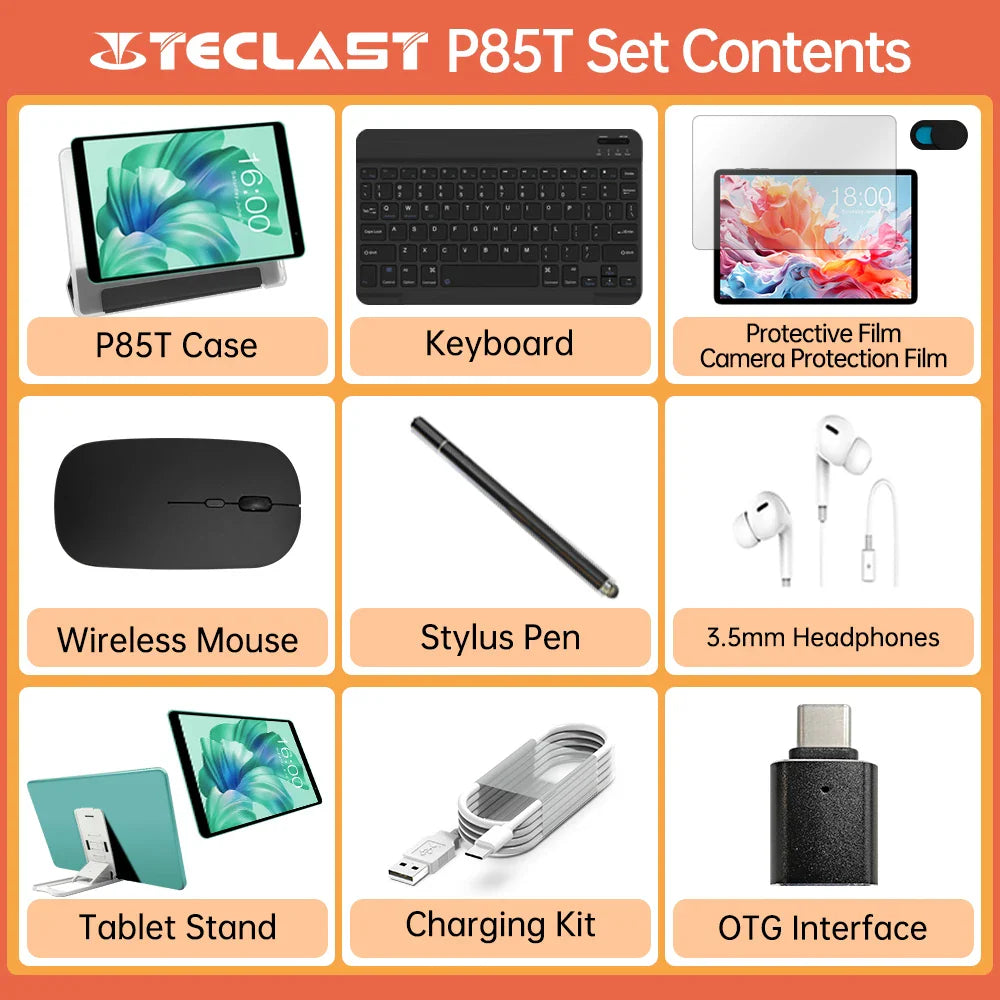 10GB RAM 8" Android Tablet with 5000mAh Battery, IPS Display, Keyboard & Stylus