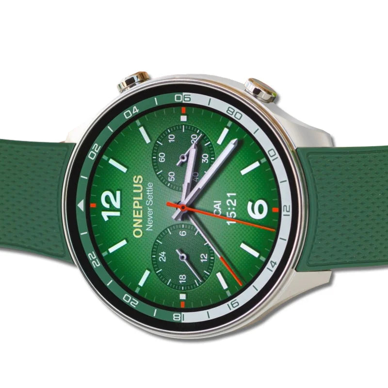 1.43” Green Fitness Smartwatch with Dual-Band GPS & Wear OS