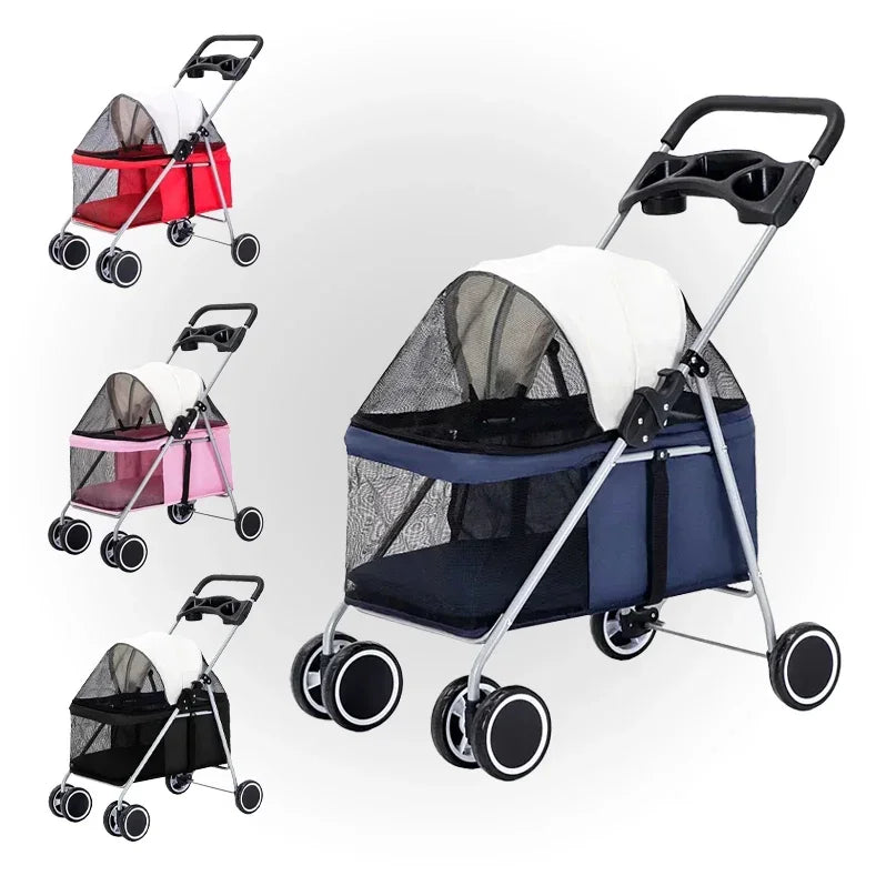 Portable Outdoor Pet Stroller, 15kg Capacity, Foldable Design