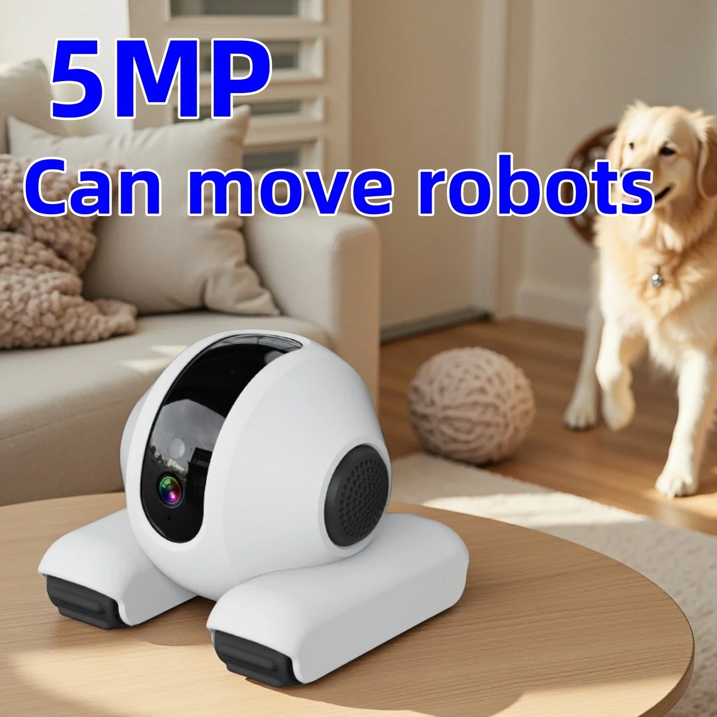 Smart Robot Pet Camera with WiFi, 5MP HD Lens, Motion Alerts & Two-Way Talk for Home Monitoring