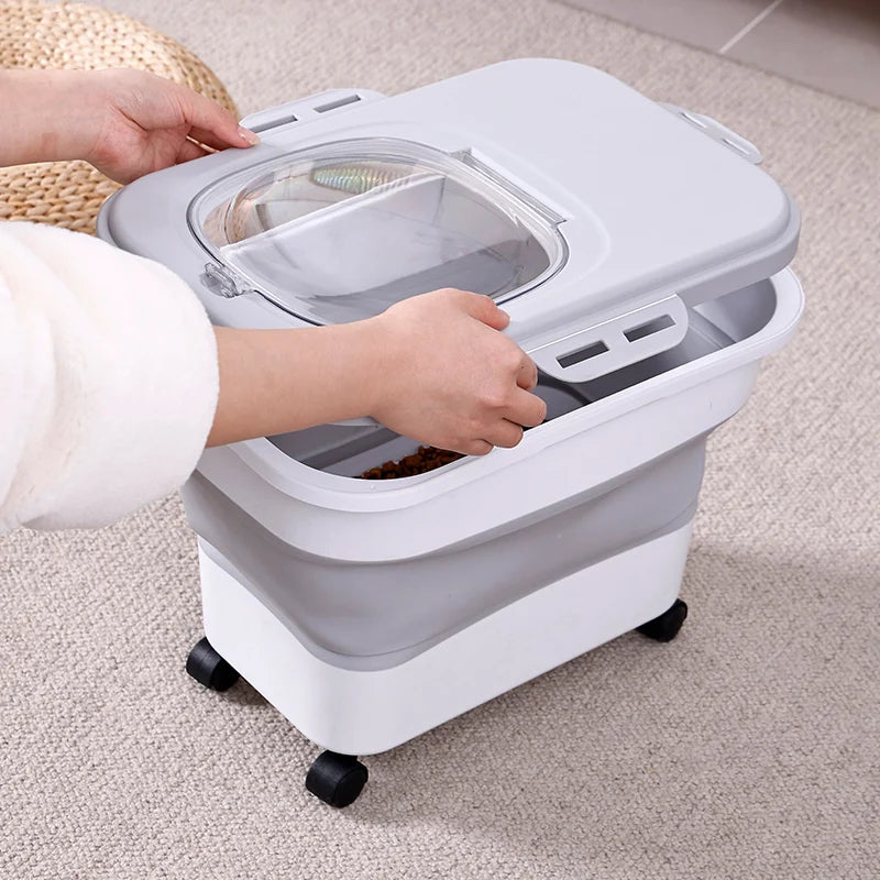 10L Grey Foldable Pet Food Storage Container