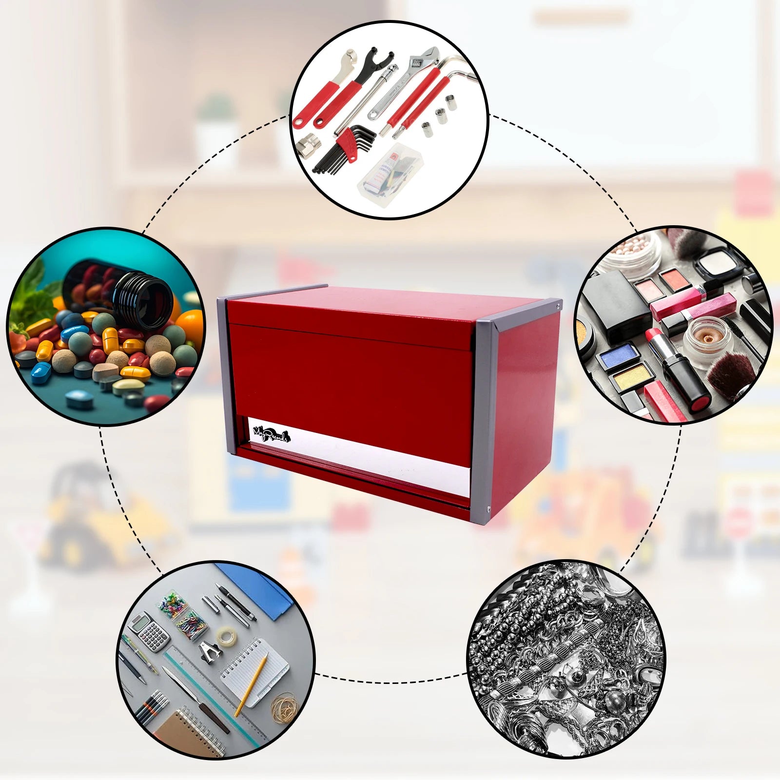Portable 5-Layer Metal Toolbox for Workshop & Home