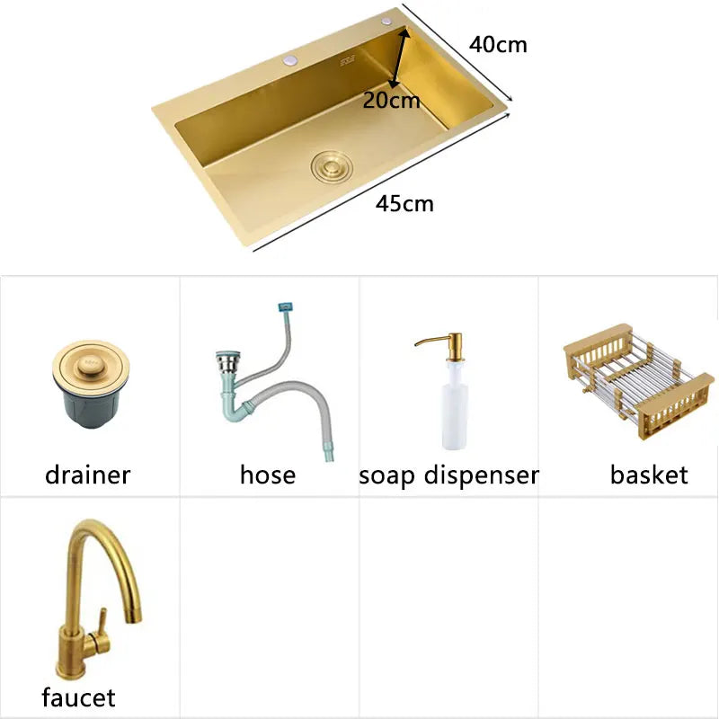 Rectangular Single Bowl Kitchen Sink with Faucet and Accessories