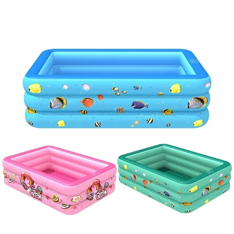 Portable Inflatable Swimming Pool Rectangular Outdoor Pool Tub for Family Summer Fun