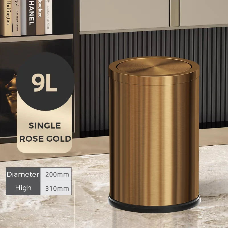 Compact 9L Round Trash Bin for Bathroom and Office