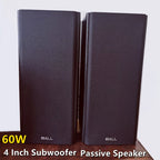 Portable 2.0 Stereo Speakers Wooden Cabinet, HiFi Surround, 60W Output for Home Audio