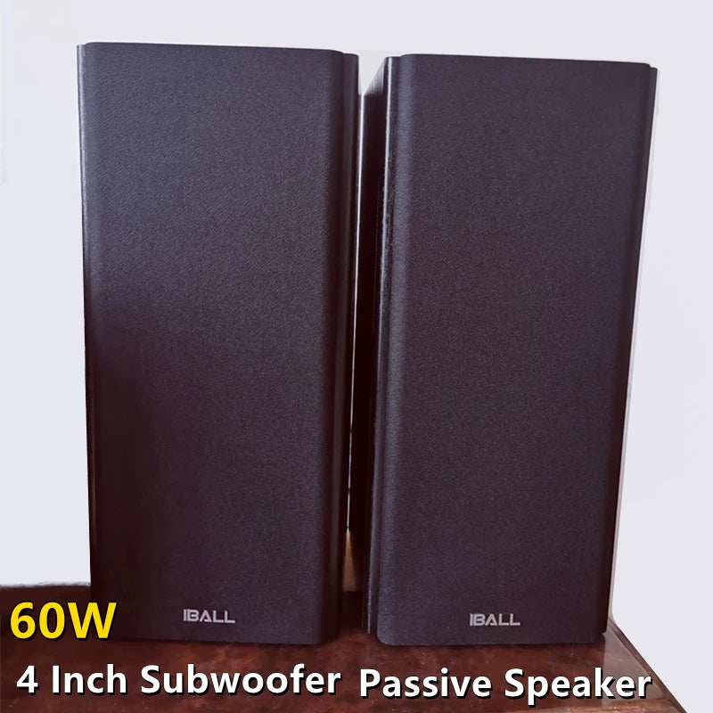 Portable 2.0 Stereo Speakers Wooden Cabinet, HiFi Surround, 60W Output for Home Audio