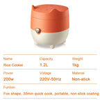1.2L Portable Rice Cooker – Non-Stick Inner Pot, Travel-Friendly Design