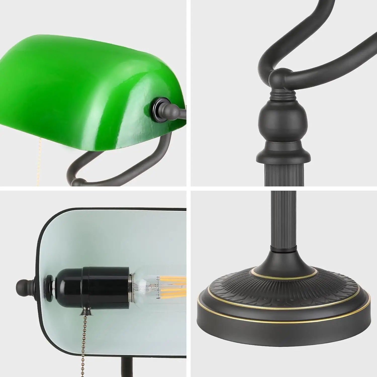 Classic Stained Glass Table Lamp with Chain Switch E27 Socket for Home or Office
