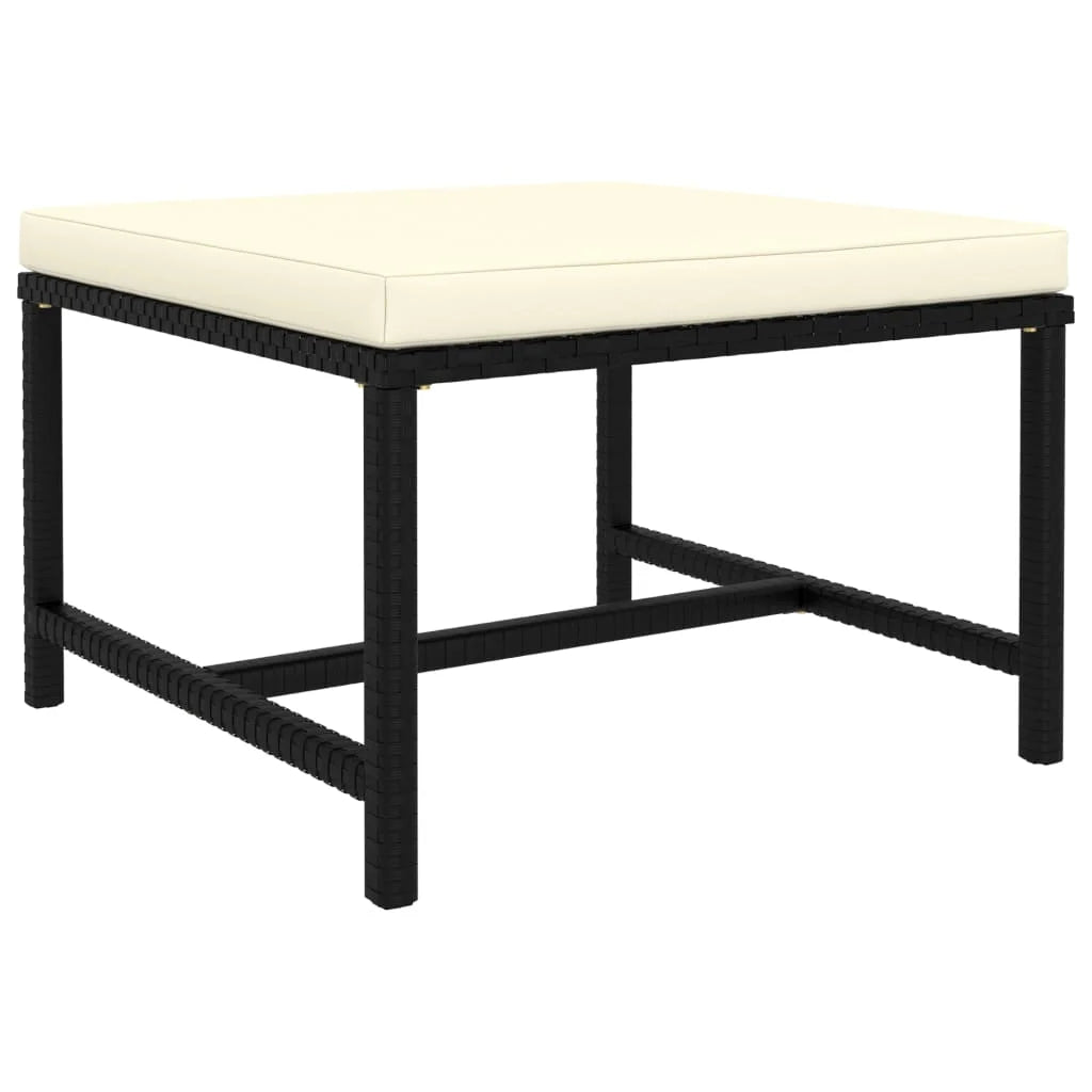 Modular PE Rattan Outdoor Ottoman with Removable Cushion – Black 60x60cm