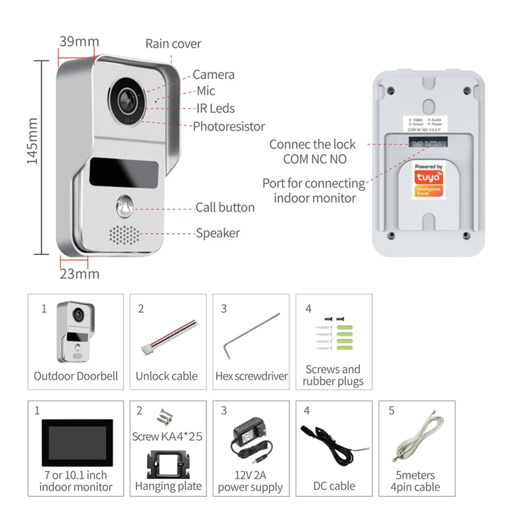10" Smart Video Doorbell Intercom with RFID Access