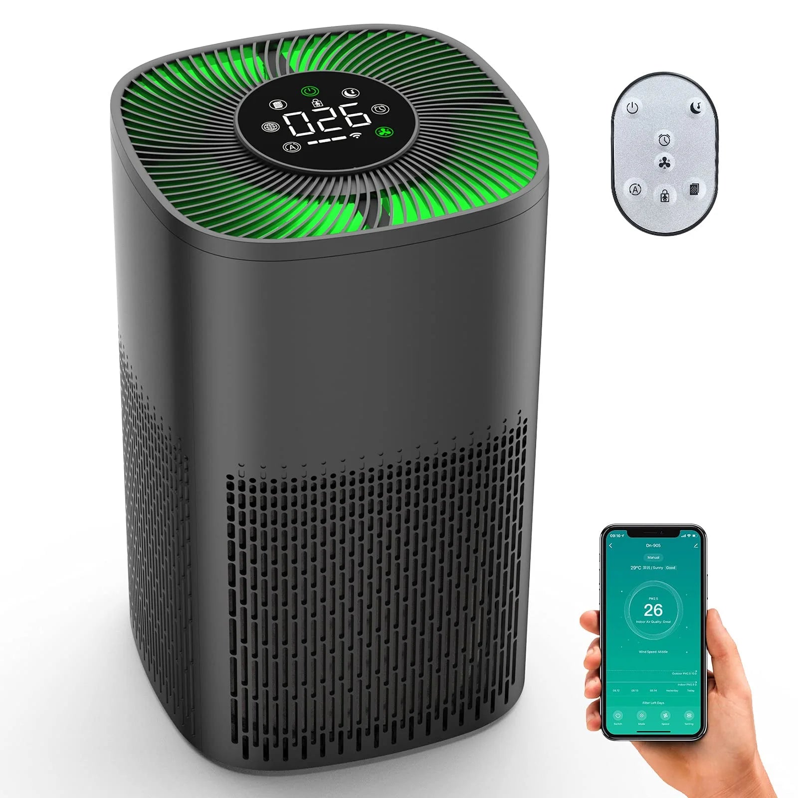 Portable HEPA Air Purifier for Bedroom & Office, PM2.5 Filter, Quiet Sleep Mode, 35-60m² Coverage