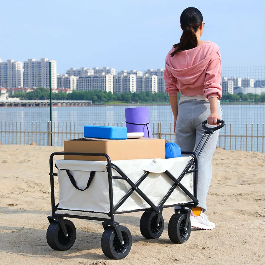 Heavy-Duty Collapsible Folding Wagon Cart – STC Black | All-Terrain Outdoor Utility Trolley