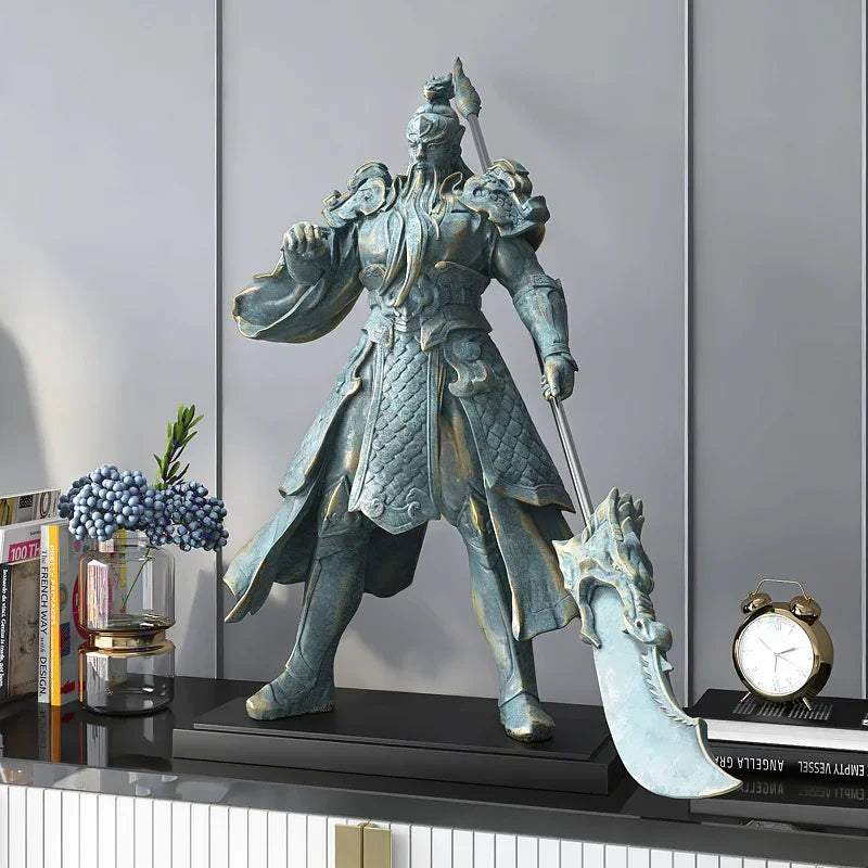 Handcrafted Guan Yu Ornament 70cm Chinese Style Sculpture for Living Room, Store, or Hotel