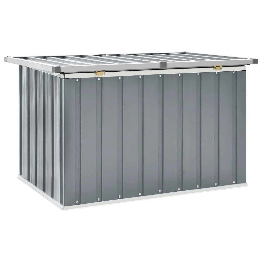 109cm Outdoor Galvanised Steel Garden Storage Box with Hinged Lid – Grey