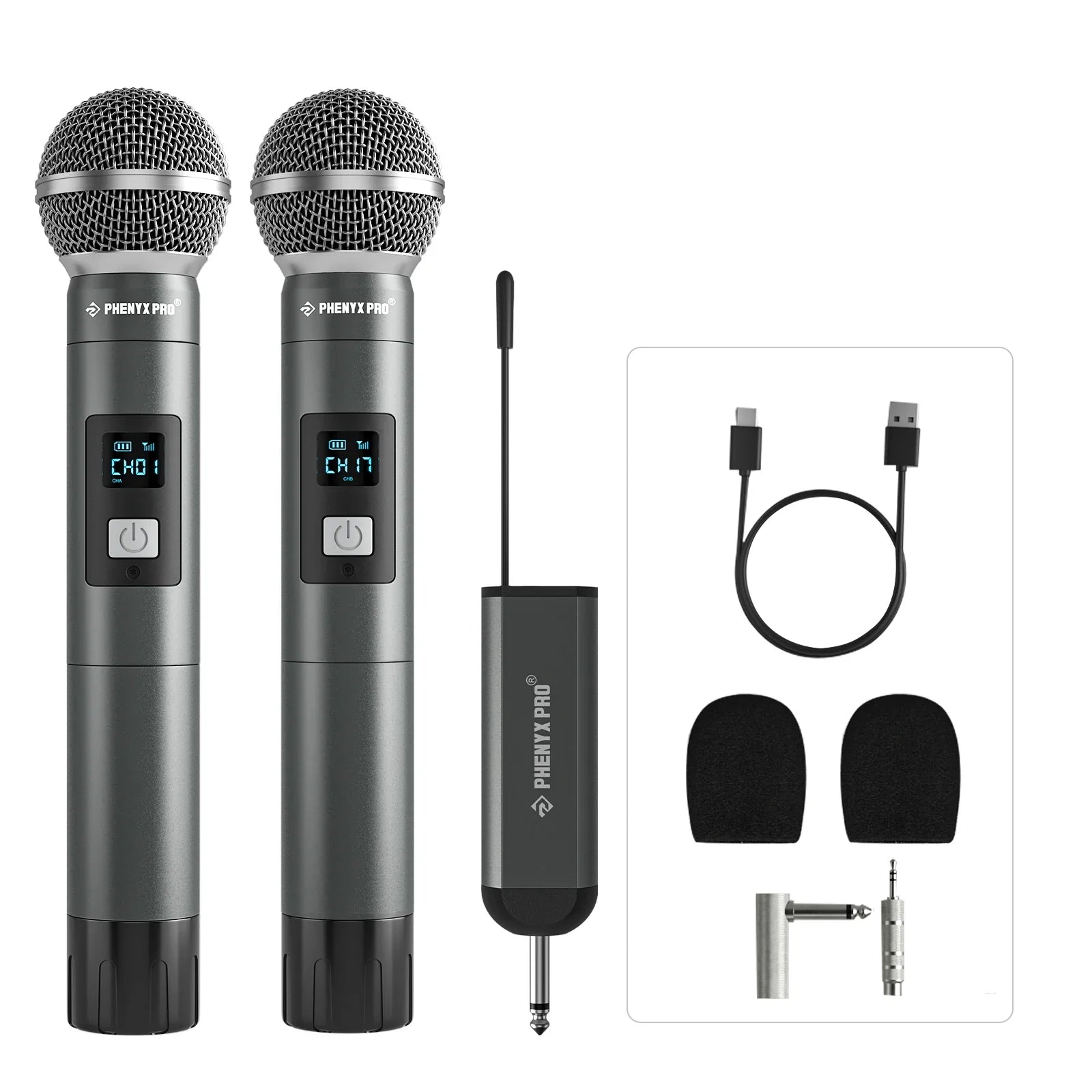 2-Channel Wireless UHF Microphone System for Karaoke & Events