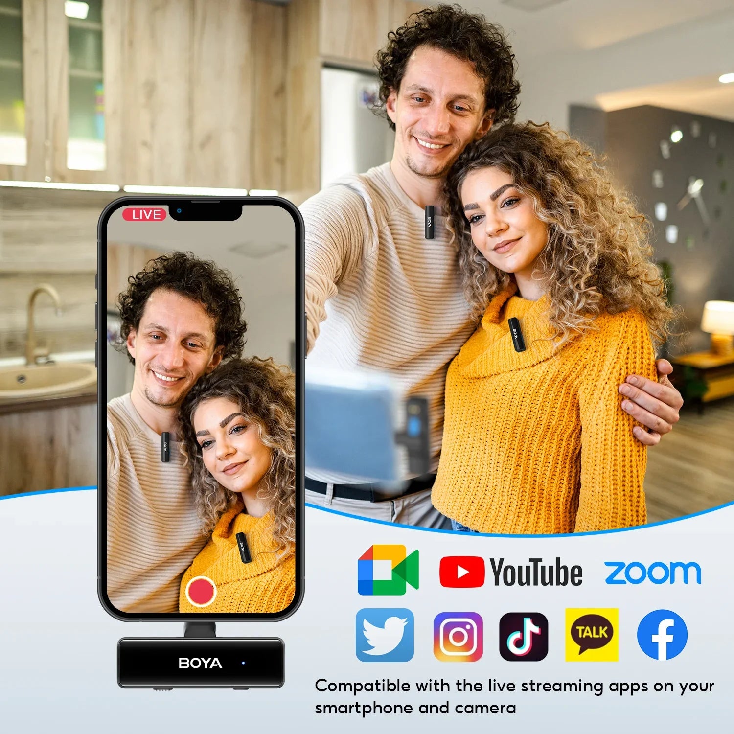 2-in-1 Wireless Lapel Mic for iPhone, Android, DSLR, USB-C/Lightning